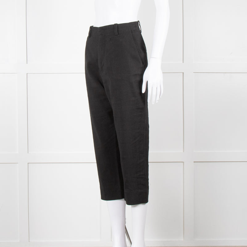 Jacquemus Black Linen High Waist Trousers