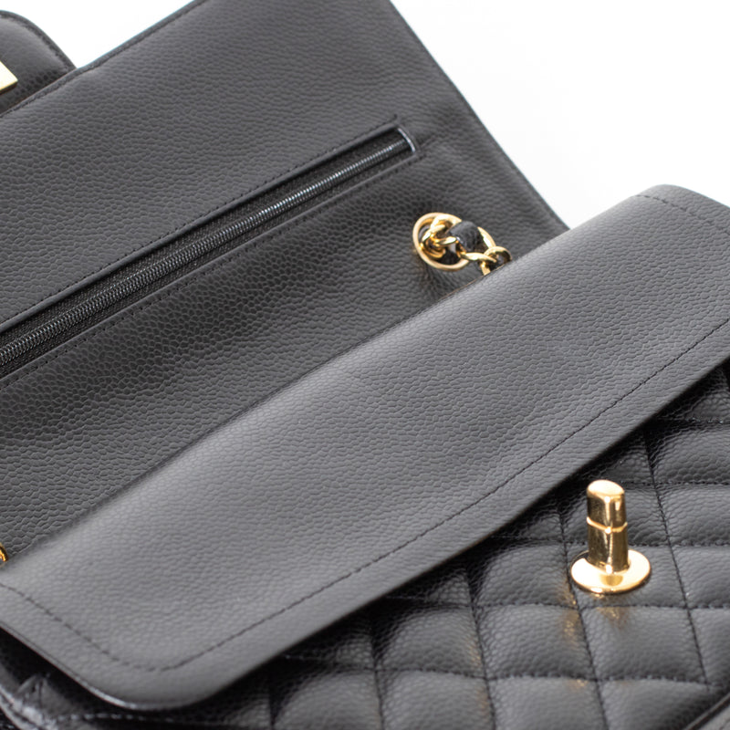 Chanel Black Caviar Medium Double Flap Bag with Gold Hardware