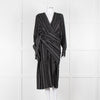 Altuzarra Black Draped Waist Midi Dress with Long Sleeves