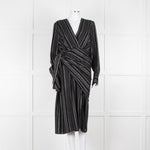 Altuzarra Black Draped Waist Midi Dress with Long Sleeves