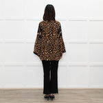 Miss June Black Brown Animal Print Long Sleeve Top