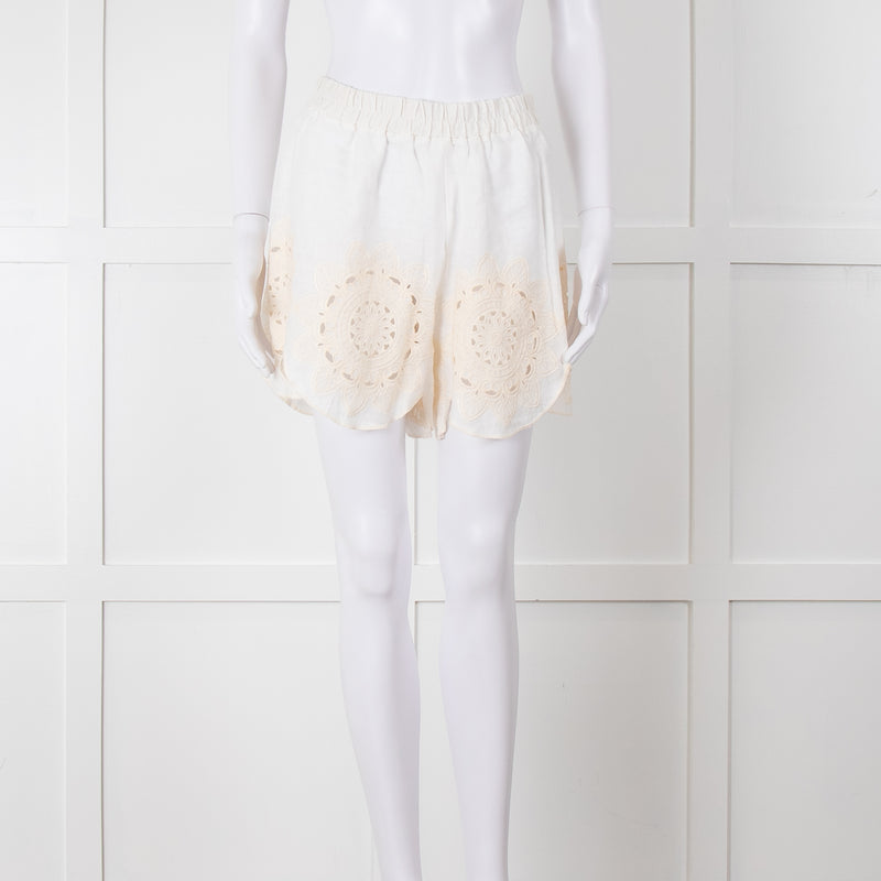 Greek Achaic Kori White Linen Broderie Anglaise Co-Ord