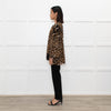 Miss June Black Brown Animal Print Long Sleeve Top