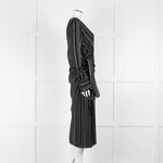 Altuzarra Black Draped Waist Midi Dress with Long Sleeves