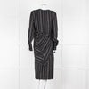 Altuzarra Black Draped Waist Midi Dress with Long Sleeves