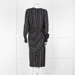 Altuzarra Black Draped Waist Midi Dress with Long Sleeves