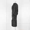 Altuzarra Black Draped Waist Midi Dress with Long Sleeves