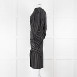 Altuzarra Black Draped Waist Midi Dress with Long Sleeves