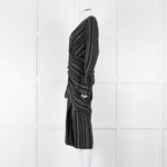 Altuzarra Black Draped Waist Midi Dress with Long Sleeves