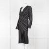 Altuzarra Black Draped Waist Midi Dress with Long Sleeves