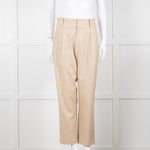Anine Bing Beige Linen Trousers With Front Pleats