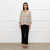 Dea Kudibal White Brown Blue Geometric Print Top