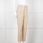 Anine Bing Beige Linen Trousers With Front Pleats