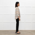 Dea Kudibal White Brown Blue Geometric Print Top