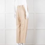 Anine Bing Beige Linen Trousers With Front Pleats