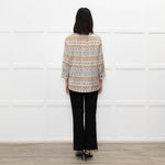 Dea Kudibal White Brown Blue Geometric Print Top