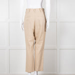 Anine Bing Beige Linen Trousers With Front Pleats