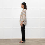 Dea Kudibal White Brown Blue Geometric Print Top