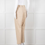 Anine Bing Beige Linen Trousers With Front Pleats