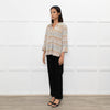 Dea Kudibal White Brown Blue Geometric Print Top