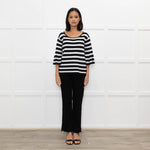 Claudie Pierlot Black White Striped Frill Sleeve Top