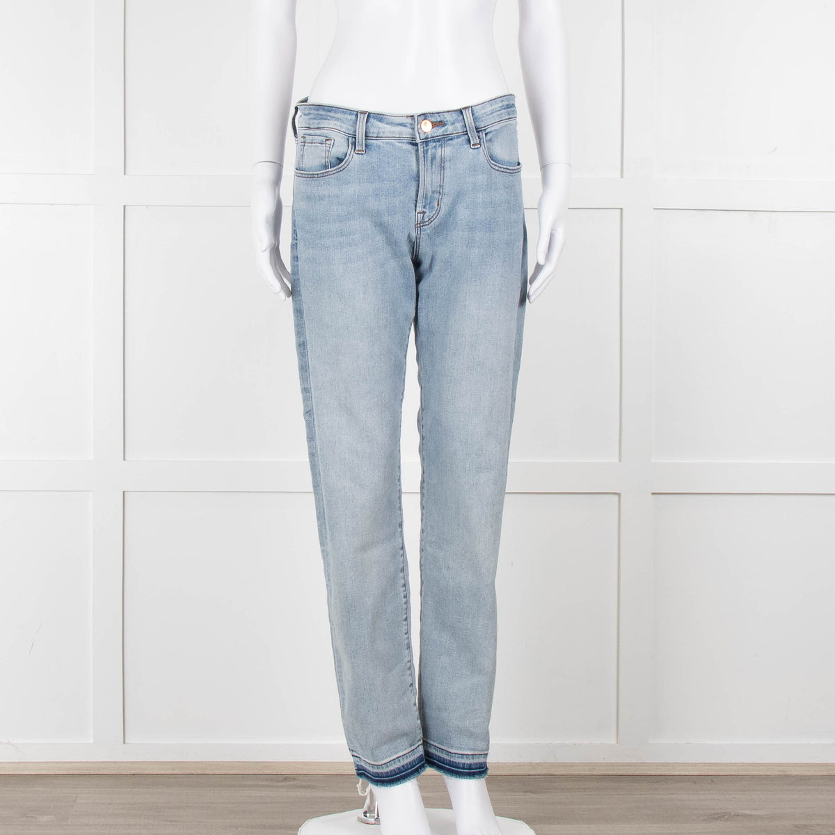 J Brand Pale Wash Slim Leg Jeans with Released Hem