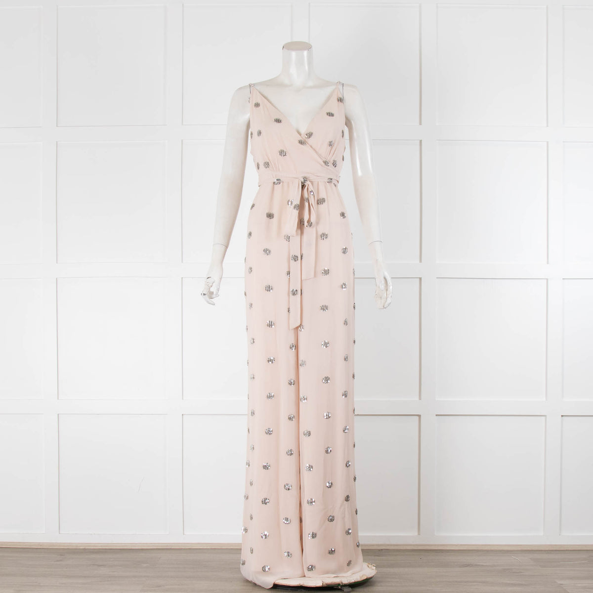 Alexis Pale Peach Silver Sequin Sleeveless Jumpsuit