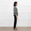 Claudie Pierlot Black White Striped Frill Sleeve Top