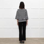 Claudie Pierlot Black White Striped Frill Sleeve Top