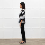 Claudie Pierlot Black White Striped Frill Sleeve Top