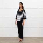 Claudie Pierlot Black White Striped Frill Sleeve Top