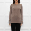 Max Mara Studio Beige Blue Striped Long Sleeve Top