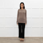 Max Mara Studio Beige Blue Striped Long Sleeve Top