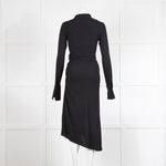 Petar Petrov Black Stretch Silk Wrap Dress With Gathering Detail