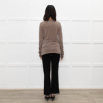 Max Mara Studio Beige Blue Striped Long Sleeve Top