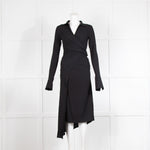 Petar Petrov Black Stretch Silk Wrap Dress With Gathering Detail