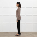 Max Mara Studio Beige Blue Striped Long Sleeve Top