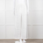 Cult Gaia White Linen Elasticated Waist Trousers