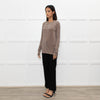 Max Mara Studio Beige Blue Striped Long Sleeve Top