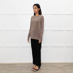 Max Mara Studio Beige Blue Striped Long Sleeve Top