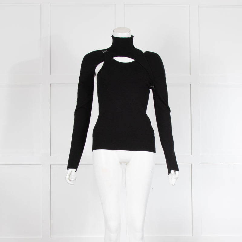 Dion Lee Black Stretch Knit Merino Two In One Top