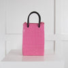 Balenciaga Pink Croc Phone Holder Bag with Long Strap