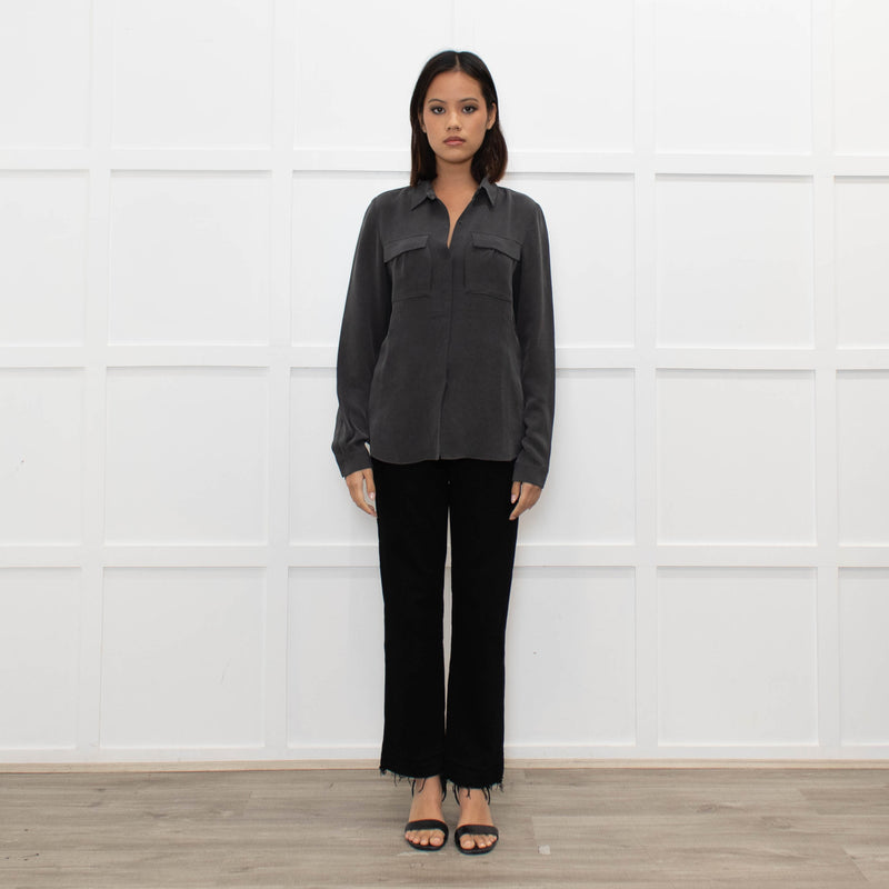 Joseph Grey Silk Front Pocket Shirt