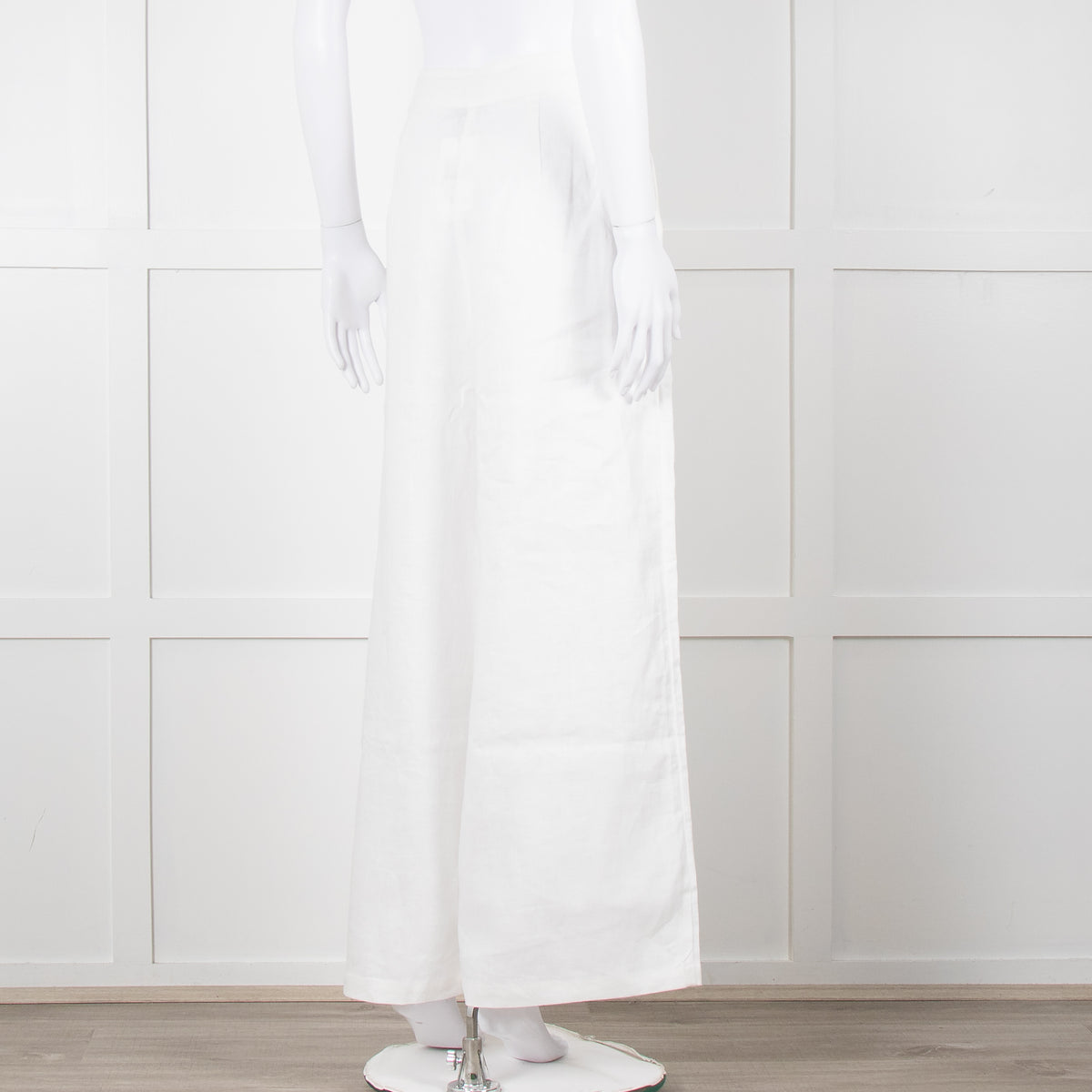 Cult Gaia White Linen Elasticated Waist Trousers