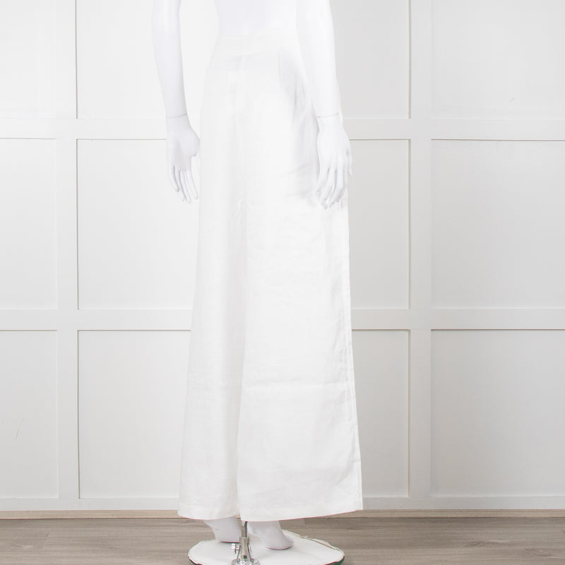 Cult Gaia White Linen Elasticated Waist Trousers
