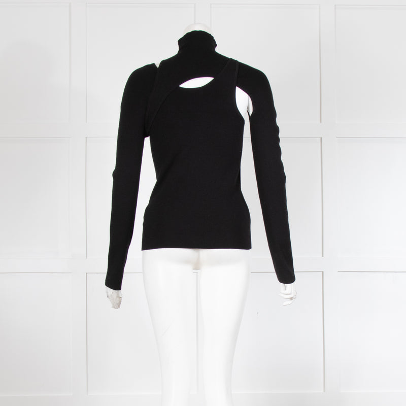 Dion Lee Black Stretch Knit Merino Two In One Top