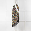 Zadig & Voltaire Black Multicolour Print Lace Trim Midi Skirt