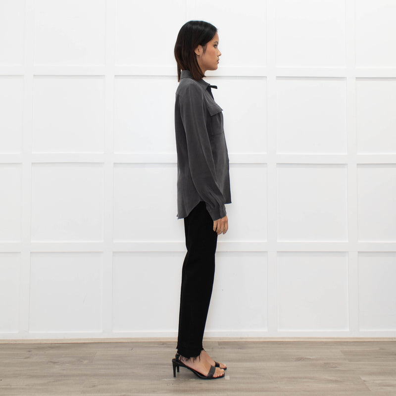 Joseph Grey Silk Front Pocket Shirt