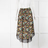 Zadig & Voltaire Black Multicolour Print Lace Trim Midi Skirt