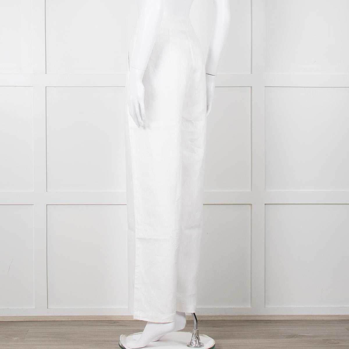 Cult Gaia White Linen Elasticated Waist Trousers